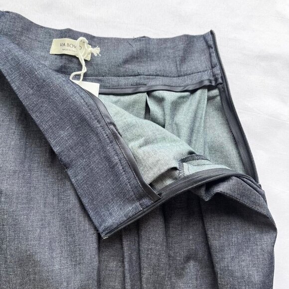 NWT VIA BOVIO DARK WASH DENIM HIGH RISE PLEATED A-LINE MIDI SKIRT - S - Picture 11 of 13